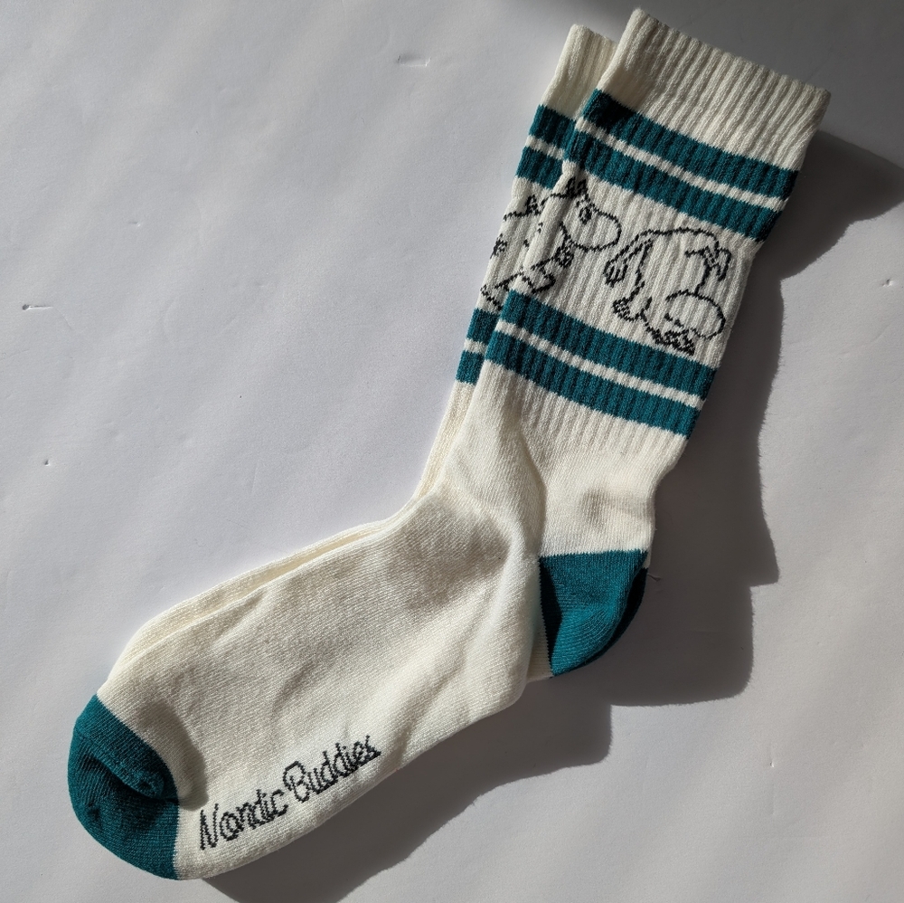 Retro Moomin Cartwheel Men's Socks, Green, New